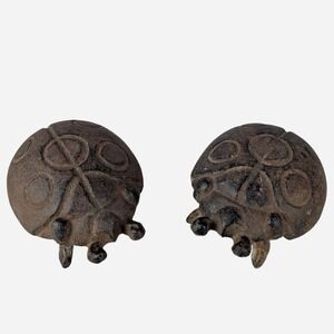 Vintage 70s Pair of Cast Iron Ladybug Figurines